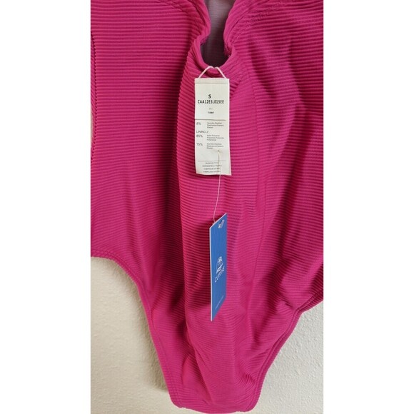 NWT~ CUPSHE Pink Ribbed One Piece "Tummy Contouring" Swimsuit SMALL - Picture 5 of 9